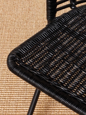 Scaun dining, negru, din rattan, Panama - Img 5