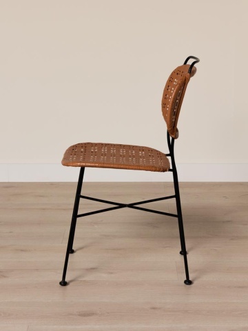 Scaun terracotta din metal si rattan, "Auro" - Img 4