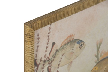 Set 2 tablouri decorative cu motive marine și ramă din sticlă și rattan, 55×2,5×70 cm, „Fondo Marino" - Img 2