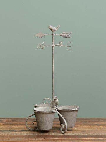 Set 3 ghivece shabby chic rotunde din metal, "Weathercock" - Img 2