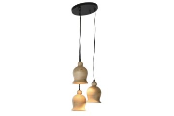 Set 3 lustre suspendate din lemn de mango, negru și natur, 110 x 38 cm, „Creil” - Img 2