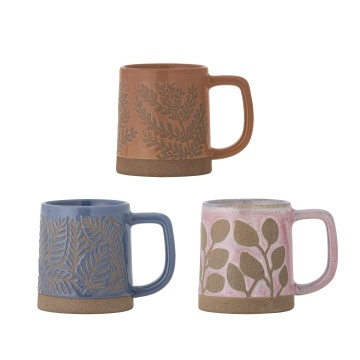 Set de 3 căni vintage din ceramică multicolor, 8x9 cm, „Kayce"