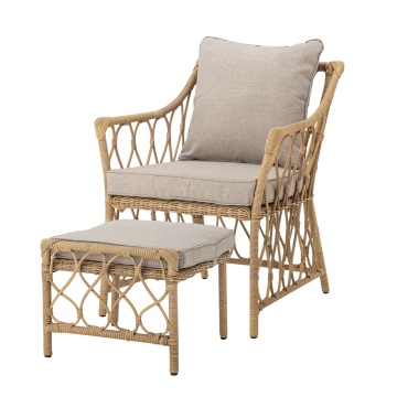 Set fotoliu și taburet din polirattan, L66×H82×W72 cm, „Belluce"