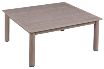 Set lounge exterior premium din aluminiu cu finisaj lemn, canapea, 2 fotolii și măsuță cu perne din olefină, „Cortina” - Img 11