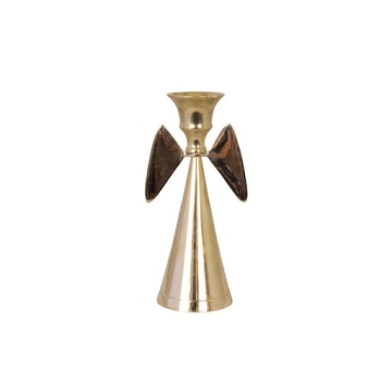 Sfeșnic din alamă în formă de înger, auriu, finisaj lucios, 14×7 cm, „Angel" - Img 3
