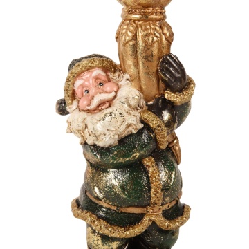 Sfeșnic din polirășină, verde, model Moș Crăciun, 23 x 10 cm, „Nicolas” - Img 3