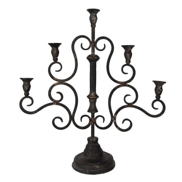 Sfesnic negru, din metal, aspect vintage, H49 cm, Hold