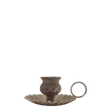 Sfeșnic vintage din metal antichizat, 6x9.5 cm, „Flambeau"