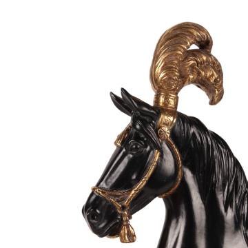Statuetă decorativă din polirășină, negru și auriu, cap de cal, finisaj mat, 36,5 x 14 x 10,5 cm, „Mustang” - Img 3