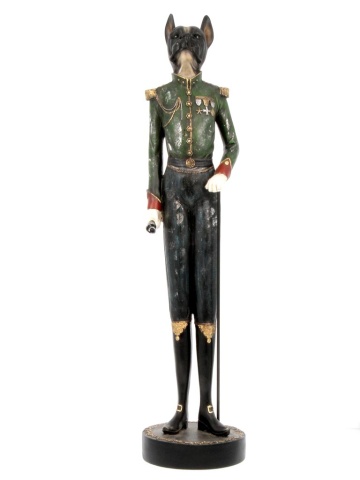 Statuie decorativă câine din rășină, H59 cm, "Sergeant Madog"