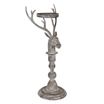 Suport de lumanare, in forma de cerb, aspect antichizat, 17x14x42 cm - Img 4