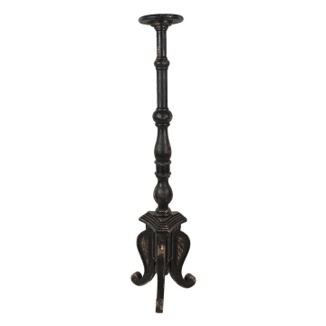 Suport lumanare, negru, din lemn, aspect vintage, H163 cm - Img 2