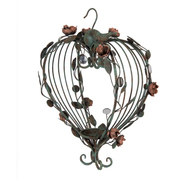 Suport lumanare, verde, din metal, cu agatatoare, in forma de inima, 43x22x60 cm, Heart - Img 2