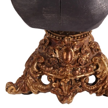 Suport pentru bijuterii din polirășină, negru, bust de manechin pe soclu baroc auriu, finisaj antichizat, 45 x 22 x 18 cm, „Cabaret” - Img 4