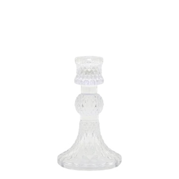 Suport pentru lumânare din sticlă cu model cristal, Ø8 cm