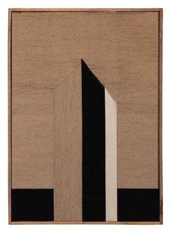 Tablou de perete din lemn de mango și iută naturală, H107 cm, "Arrow"