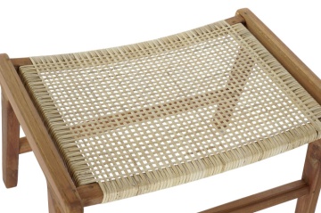 Taburet din lemn de tec si rattan, " Tequro " - Img 2