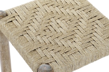 Taburet din lemn masiv de mango cu șezut împletit din frânghie naturală, 40,5×40,5×41 cm, „Weave" - Img 2