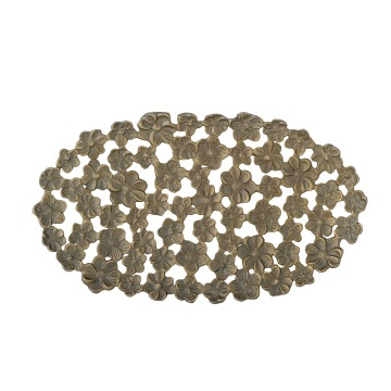 Tavă decorativă aurie din metal, cu model floral, „Micha", 43,5 x 25 x 4,5 cm - Img 3