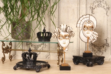 Tavă decorativă rotundă din polirășină și sticlă, negru, 5 x 29 cm, „Rivage” - Img 2
