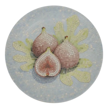 Tavă pentru servire din ceramică cu model mozaic și motiv smochine, H2,8/D26,5 cm, skyblue & cherry, „Chartres”