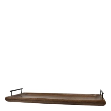 Tavă pentru servire din lemn de mango cu mânere, H8/L65/W20 cm, natur, „Tours”