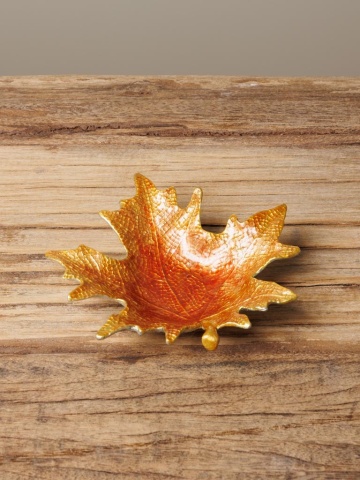 Tavita decorativa, forma de frunza, din cositor, 12 cm, Autumn - Img 4