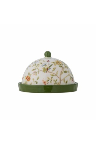Untieră din ceramică artizanală natur cu motive florale botanice multicolor, 16×10,5 cm, "Bloomie"