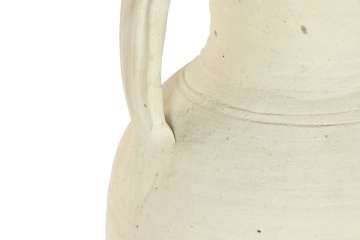 Vas decorativ amforă din teracotă artizanală, finisaj craft alb-crem, cu 2 anse, 40×40×100 cm, „Jerba" - Img 2