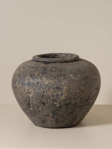 Vas decorativ din teracotta cu finisaj antichizat , H26cm , "Patina" - Img 5