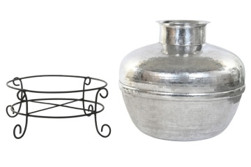 Vază decorativă de mari dimensiuni, stil modern elegant, culoare argintiu, din aluminiu, „Silver” - Img 5