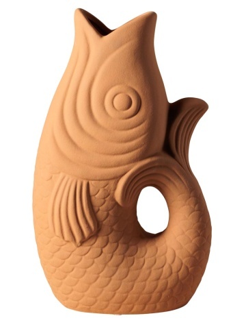 Vaza decorativa, portocalie, din ceramica, Fish