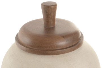 Vază decorativă tip tibor, stil rustic natural, culoare teracotă cu blat natur, din lemn de mango, „Tibor” - Img 3