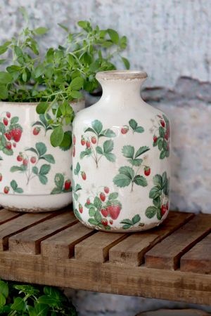 Vază din ceramică crem cu model căpșuni „Fraises” - Img 6