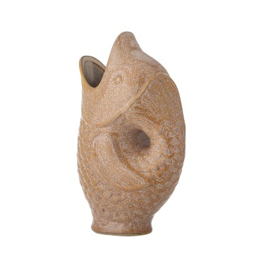 Vază din ceramică, maro, formă de pește, glazură reactivă în tonuri calde, 23,5 x 15,5 x 8,5 cm, „Harvey” - Img 4