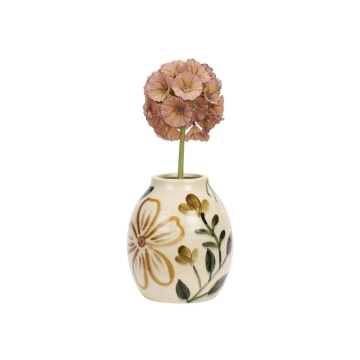 Vază din ceramică stoneware pictată manual cu motive botanice folk, D15×H15 cm, „Folk Vase" - Img 4