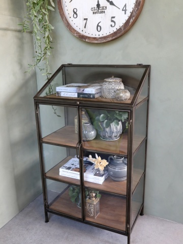 Vitrina din lemn, cu 4 rafturi, aspect rustic - Img 3
