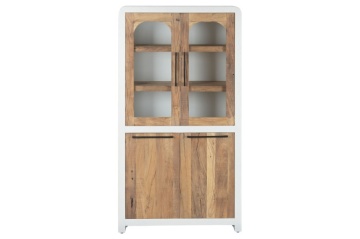 Vitrină din lemn reciclat cu finisaj hormigón alb, 4 uși, 3 polițe, 90 x 43 x 170 cm, „Form" - Img 2