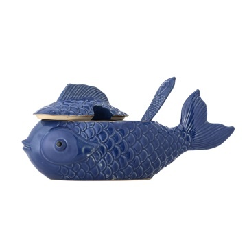 Zaharniță rustică din ceramică albastră, în formă de pește, 35,5x15x15,5 cm, „Hiro" - Img 3