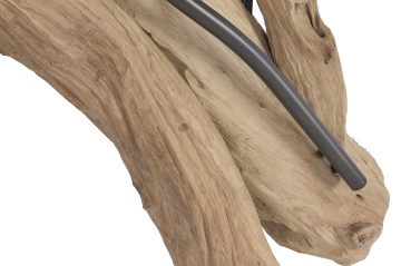 Aplică de perete din lemn de tec reciclat, maro, cu LED, aspect rustic, finisaj natural, 120 x 75 x 14 cm, „Yvoire” - Img 3