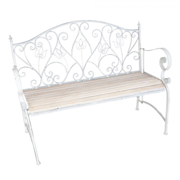 Banca de gradina, din metal, cu aspect vintage, Romance - Img 2