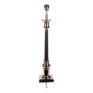 Bază pentru lampă de masă din aluminiu, argintiu și negru, cu coloană înaltă și bază pătrată, finisaj nichelat, 75 x 14 cm, „Orangerie”
