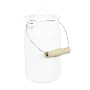Bidon de lapte mic vintage din email, alb offwhite, Ø14,5×H20 cm, 2L, „Emil's Enamel"