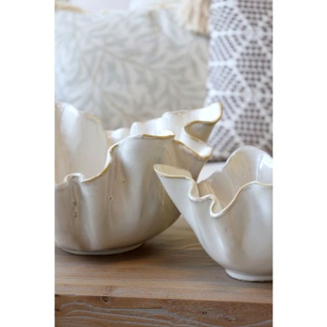 Bol decorativ din ceramica, cu margine canelată - Img 3