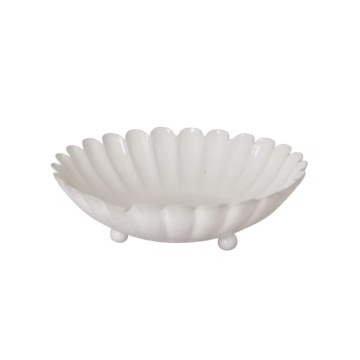 Bol decorativ mare vintage din metal, bej „Ingrid”