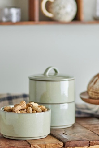 Borcan verde cu capac din ceramică galzurata, "Ebba" - Img 4