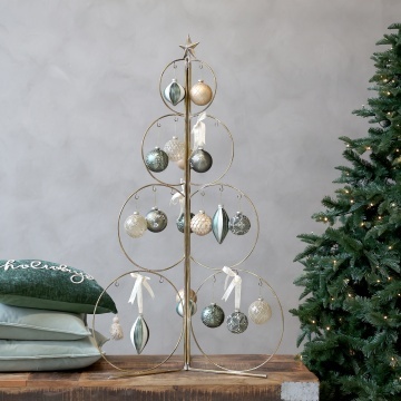 Brad decorativ pentru globuri, din metal, finisaj alamă antichizată, H120 cm - Img 2