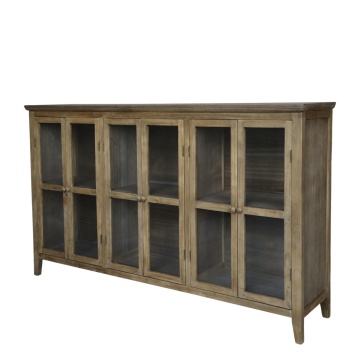 Bufet din lemn masiv, cu 6 usi, aspect rustic
