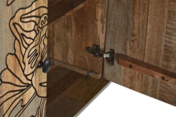 Bufet natur , din metal si lemn de mango , cu design "Grey flowers" - Img 5