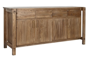 Bufet rustic din lemn de ulm reciclat, natur, cu 4 uși, 4 sertare și îmbinări din lemn la vedere, 90 x 183 x 55 cm, „Castrel” - Img 2